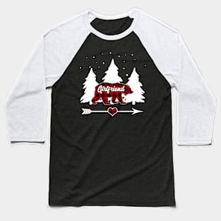 Girlfriend Bear Buffalo Red Plaid Matching Family Christmas Baseball T-Shirt